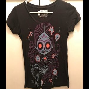 Skull mermaid printed short sleeve